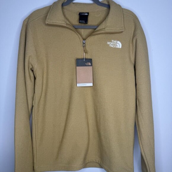 THE NORTH FACE TEXTURED CAP ROCK 1/4 ZIP FLEECE MEN'S SMALL NEW TAN - Picture 2 of 3